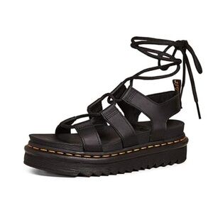 Dr. Martens Black Leather Platform Sandals bra new